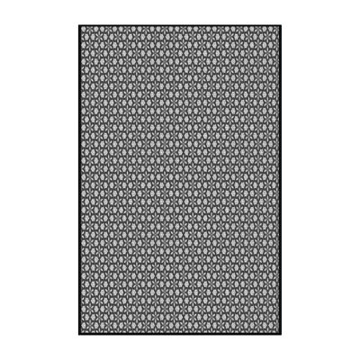 Laine tissée à la machine à motifs géométriques et polyester noir/blanc Tapis décoratif