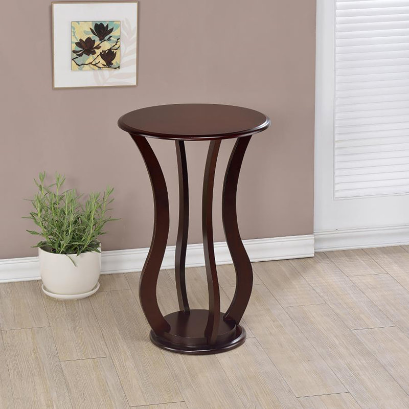 Table d'appoint ronde cerise avec plateau en faux marbre