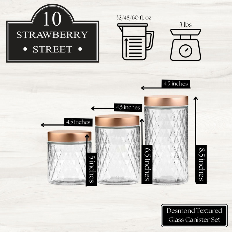 Ensemble de 10 pots en verre texturé 10 Strawberry Street Desmond