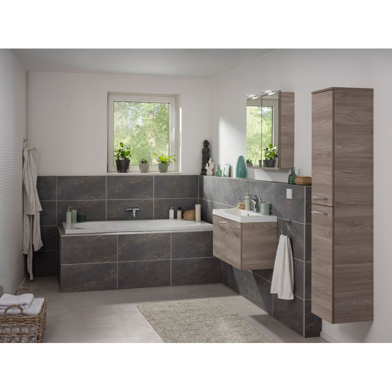 Lima 80cm Single Bathroom Vanity Base Only, Stone Ash