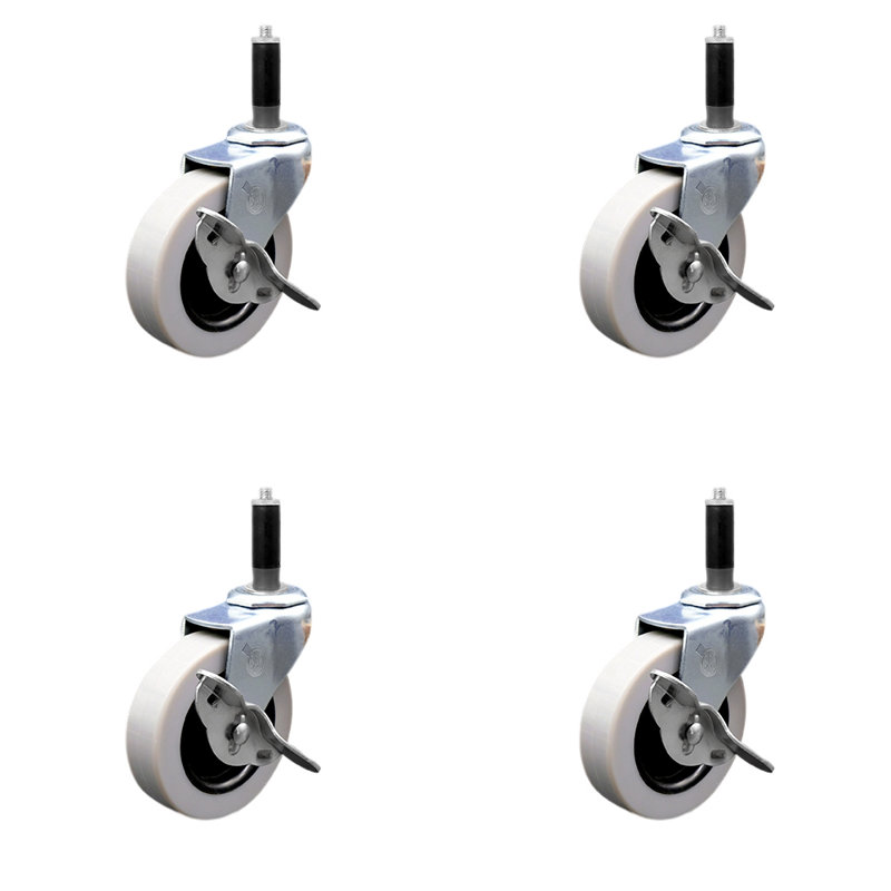 Thermoplastic Expanding Stem Caster with Brakes
