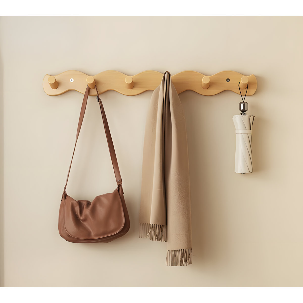 Wall Mounted Coat Rack With Hooks, Space Saving Wall Hanging Organizer For Hats, Coats, Towels And Bags, Durable Bathroom And Entryway Storage Solutio