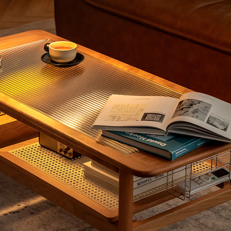 Solid wood and cherry wood coffee table