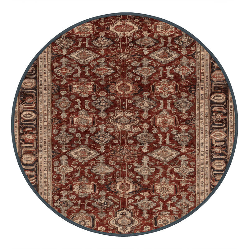 Tapis brun lavable à la machine, Rond 4 pi x 4 pi