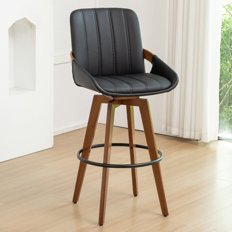 Upholstered Counter Stool, Black, 4, Counter Stool (66.8cmSeat Height)