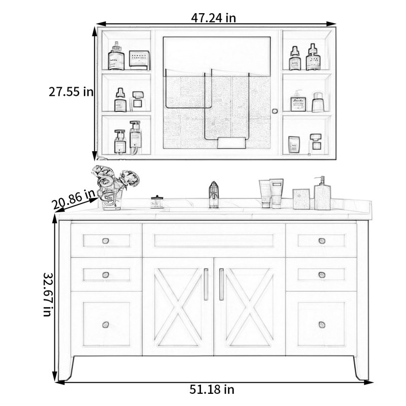 American style solid wood bathroom cabinet