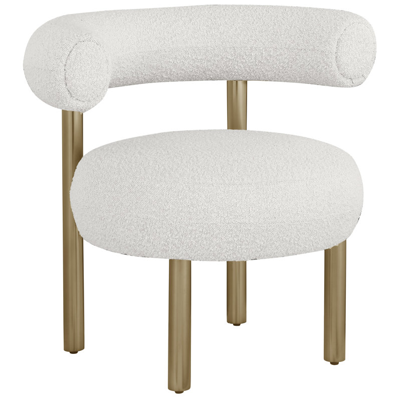 Bordeaux Boucle Fabric Accent Chair, Brass, Cream Boucle Fabric