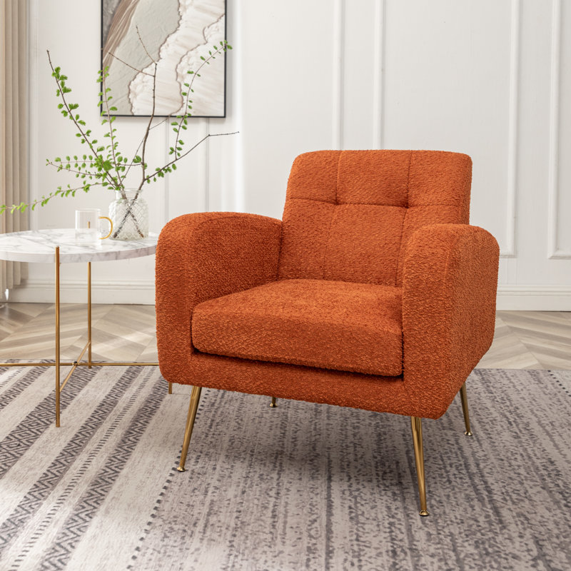 Fauteuil capitonné de 30 po de large Floriana, Boucle orange