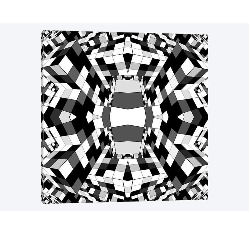 «Rubik Series III» par Barruf, impression sur toile tendue, H 18 po x l 18 po x P 1,5 po, Toile avec cadre noir, Pas de tapis