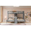 Lit superposé avec bureau intégré et tablettes de rangement-313369426