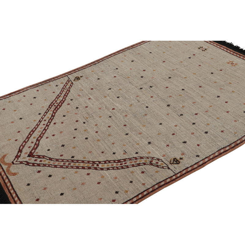 Rug & Kilim’S Mihrab Style Rug In Beige With Geometric Patterns, Rectangle 8' x 10'