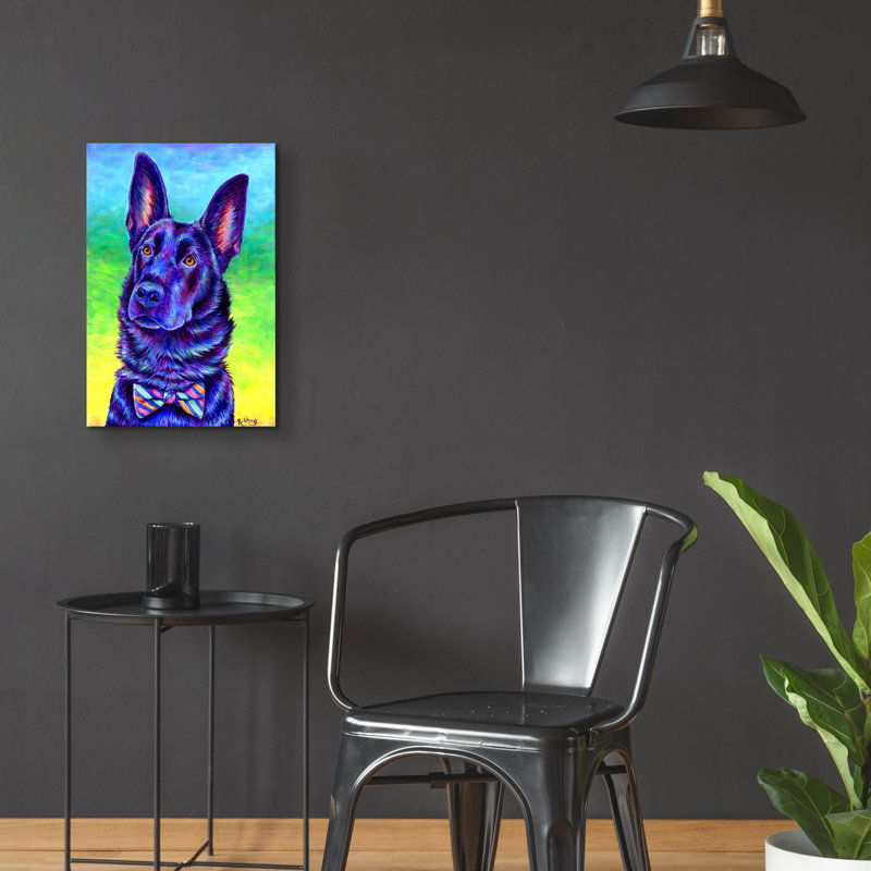 «Colorful Black German Shepherd» par Rebecca Wang Art, H 24 po x l 16 po x P 0,2 po