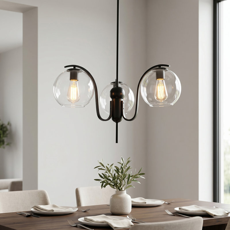 3-Light Modern Globe Glass Chandeliers
