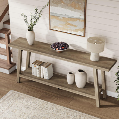 70.9" Farmhouse Console Table, 2-Tier Extra Long Entryway Sofa Table for Hallway, Living Room & Foyer