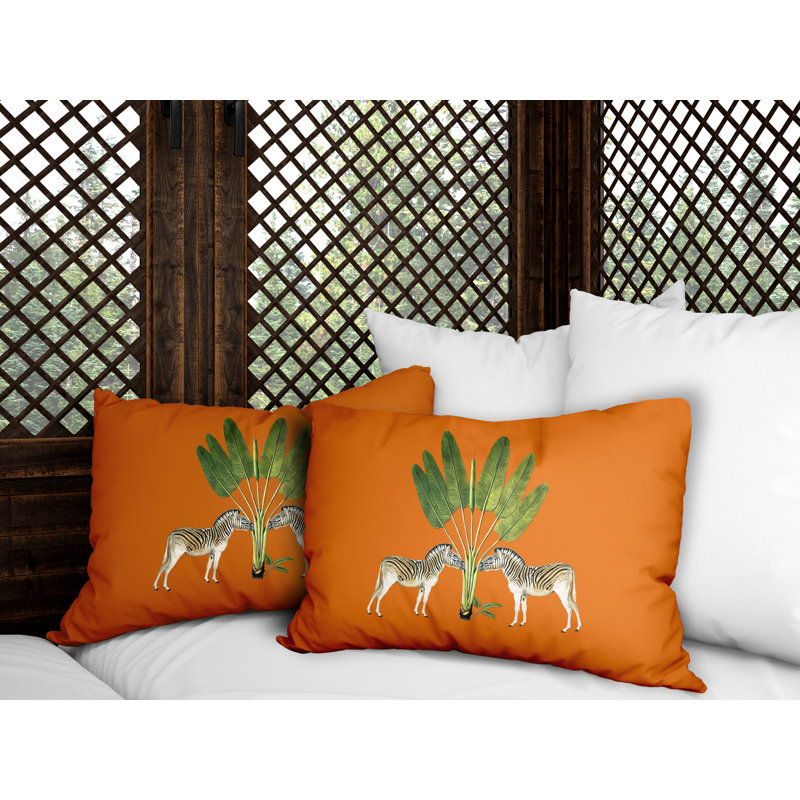 No Decorative Addition Outdoor Reversible Throw Pillow, Orange, 20W" x 14H"