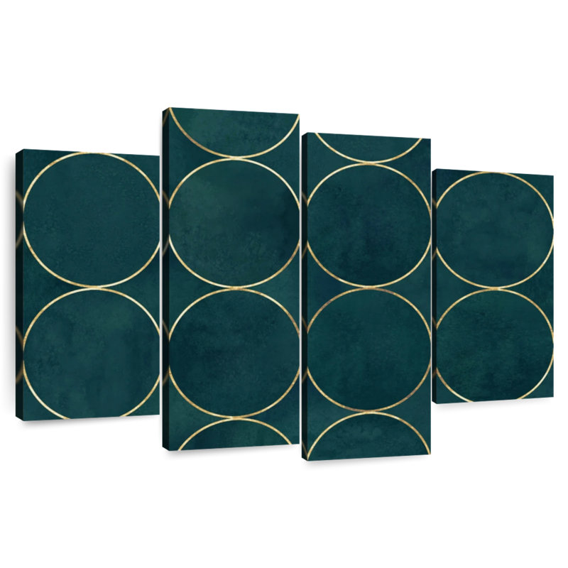 Kerner Abstract Gold Rings, 42" H x 68" W