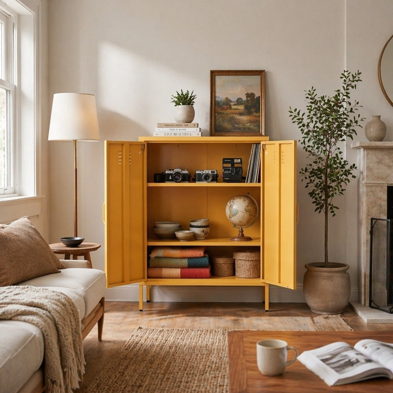 Armoire de rangement durable et multifonctionnelle en métal avec tablettes réglables et conception stable pour la maison et le bureau