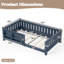 Structure de lit simple avec bibliothèque intégrée, lit plateforme pour enfant Safety Guard, bleu-160782272-160782279