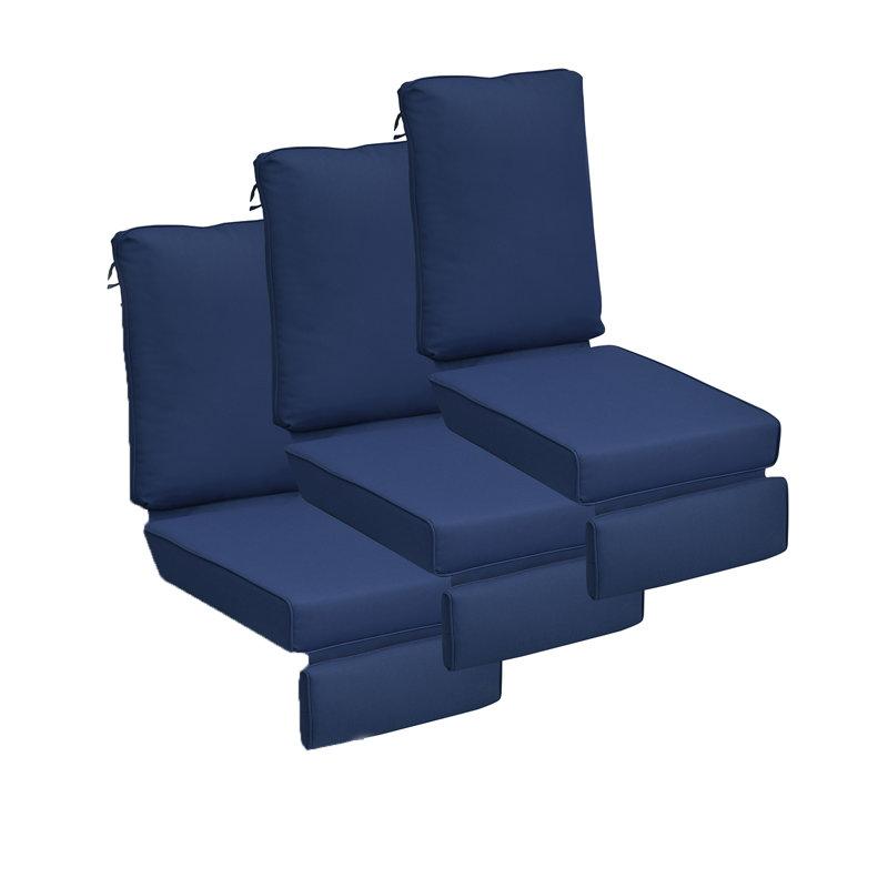 Outdoor 5.5'' Chaise Lounge Seat / Back Cushion(Set Of 3), Navy