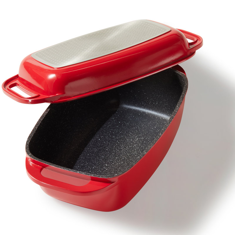 Bella Cucina Aluminum Rectangle Dutch Oven, 8.3L, Red