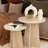 Travertine-Style Round Nesting Side Tables Modern Coffee Tables Set of 2