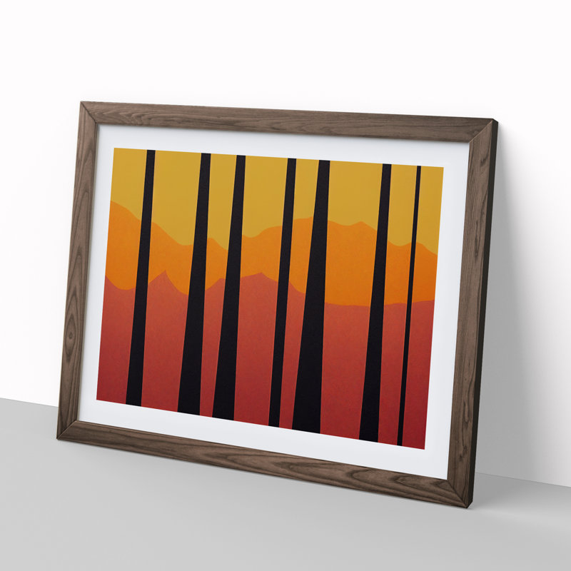 XH1022-6797X Passionate Abstract Forest 1 Piece Single Picture Frame Wall Art, 34cm H x 46cm W x 2cm D, Walnut