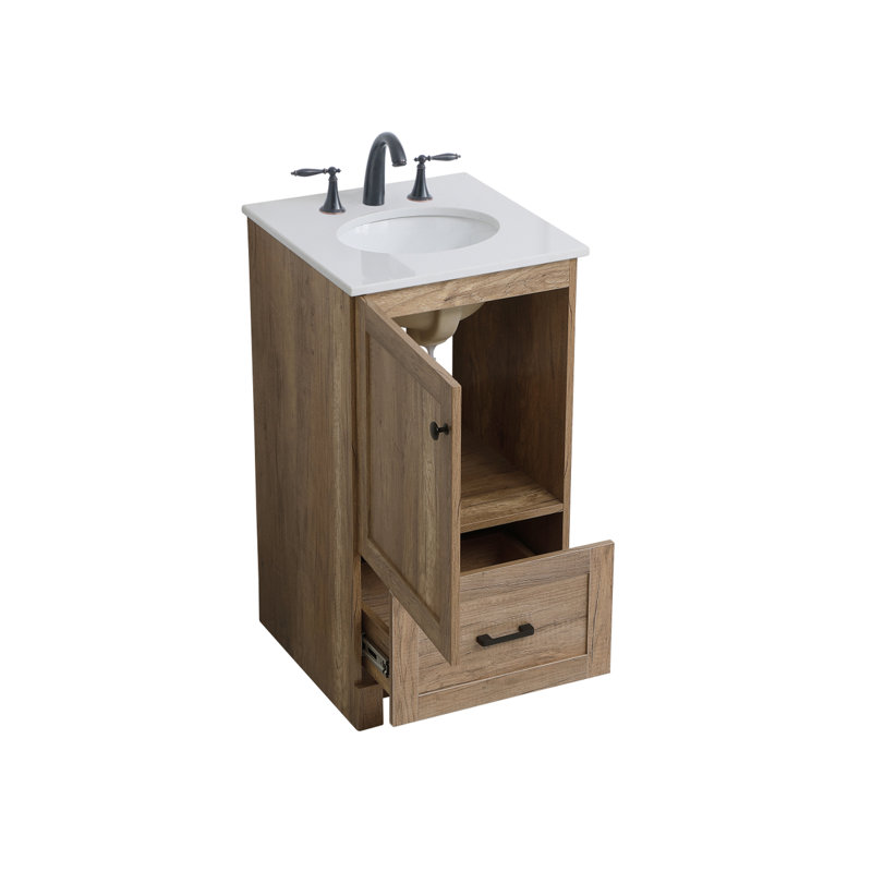 Ensemble de meuble-lavabo simple 19 po Soma, Chêne naturel, Ivoire / blanc