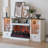 Electric Fireplaces 59" TV Stands with Charging Station for TVs Up To 80'', Wooden LED Entertainment Centers With Electric Fireplaces & Multi-functions Console Tables-1092062281-1103096598