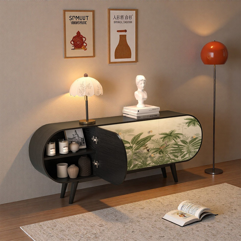 Buffet en noyer avec rangement élégant