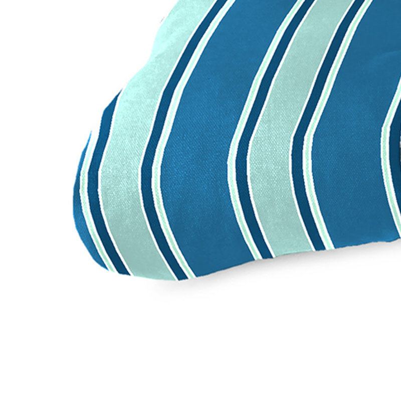 Sunbrella 44" x 18" Contoured Outdoor Wicker Bench Cushion, Sanders Stripe Puff