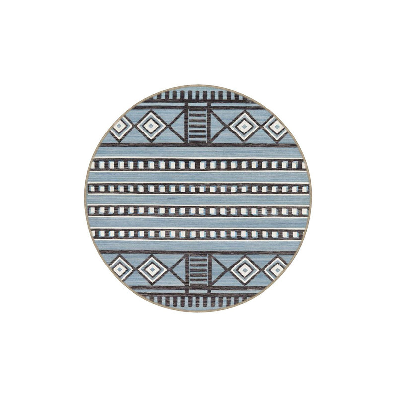 Tapis bleu clair tissé à la machine lavable à la machine, Sous-tapis rectangulaire 4 pi 7 po x 6 pi 7 po inc