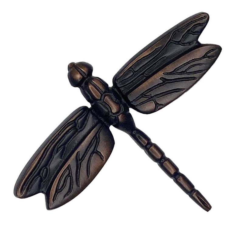 Dragonfly in Flight Push Button Ringer, Oiled Bronze