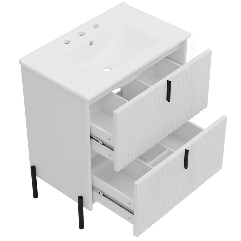 Meuble-lavabo 30 po avec lavabo en céramique, Blanc