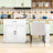 Kitchen Island with Extendable Dining Table, Built-in Charging Station and Lockable Wheels-105502193