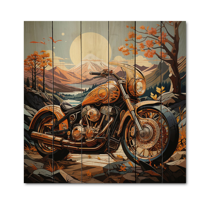 " Motorcycle Wanderlust II ", 35" H x 35" W x 0.78" D