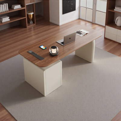 Solid Wood Desk with Hidden Smart Socket Wireless