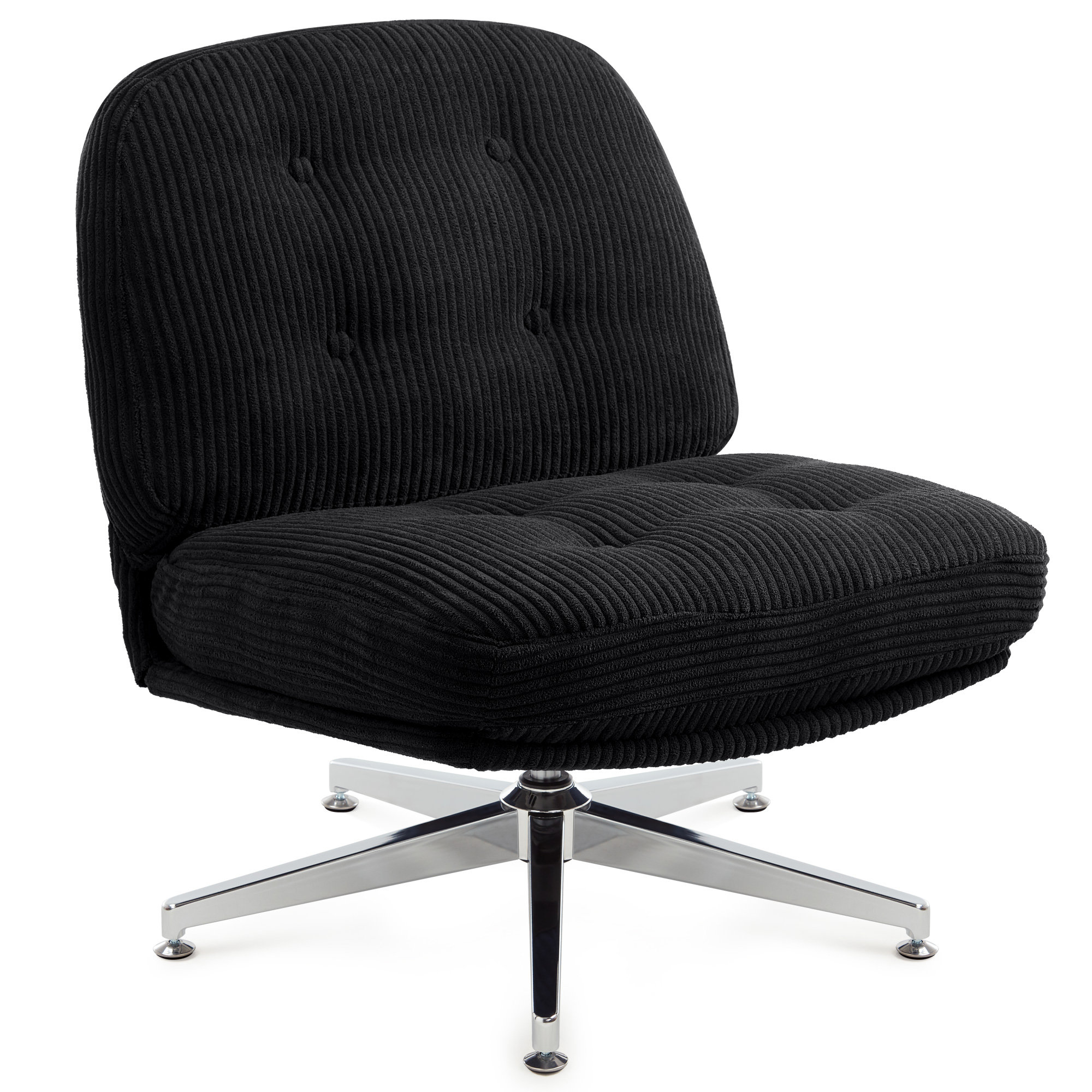 George Oliver Armless Office Chair With Wheels, Height Adjustable Criss Cross Legged Desk Chair, Widened And Thickened Ergonomic Computer Chair, Wide Seat Vanity Chair For Office Bedroom | Wayfair