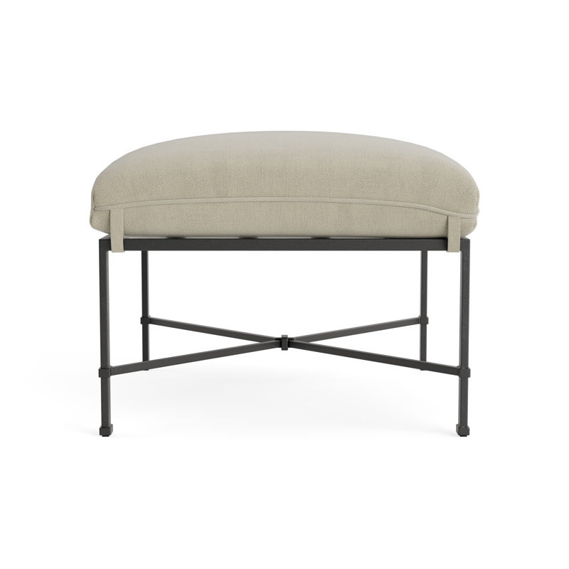 Venetian Outdoor Ottoman, Textured Pewter, Fushion Charcoal