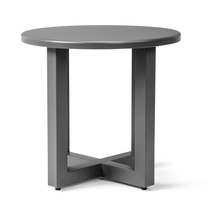 Patio Round Metal Side Table, Gray