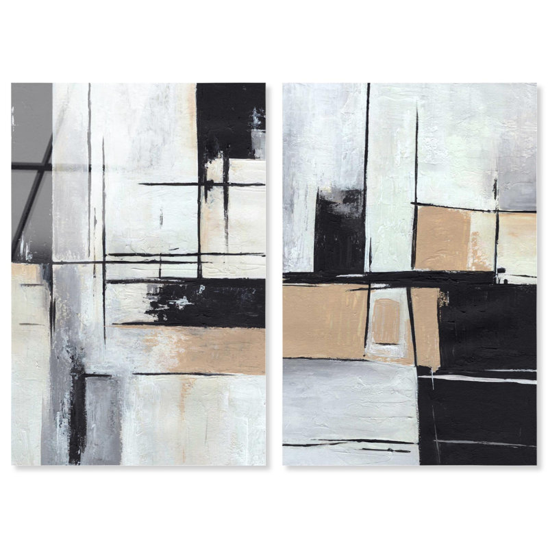 «Neutral Luxe Art», ensemble de 2 panneaux imprimés sur acrylique , H 15 po x l 20 po