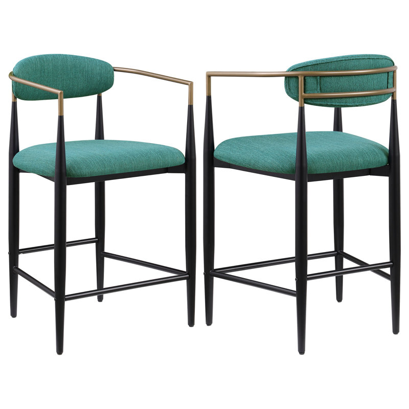 Chaise de comptoir rembourrée en tissu Renfroe (ensemble de 2), Vert