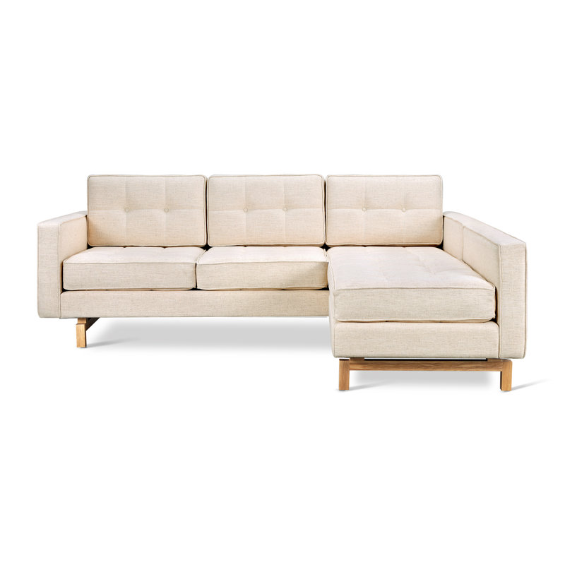 Jane 2 Chaise Sectional, Bayview Silver Performance Twill, Ash Natural
