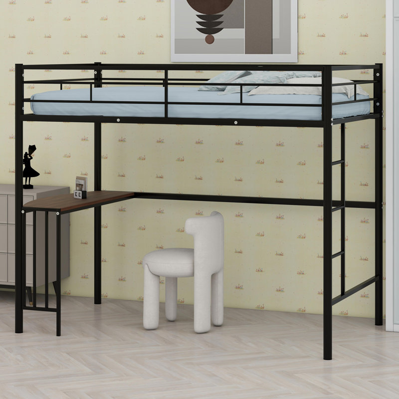 Ebern Designs Metal Loft Bed With Desk - Wayfair Canada