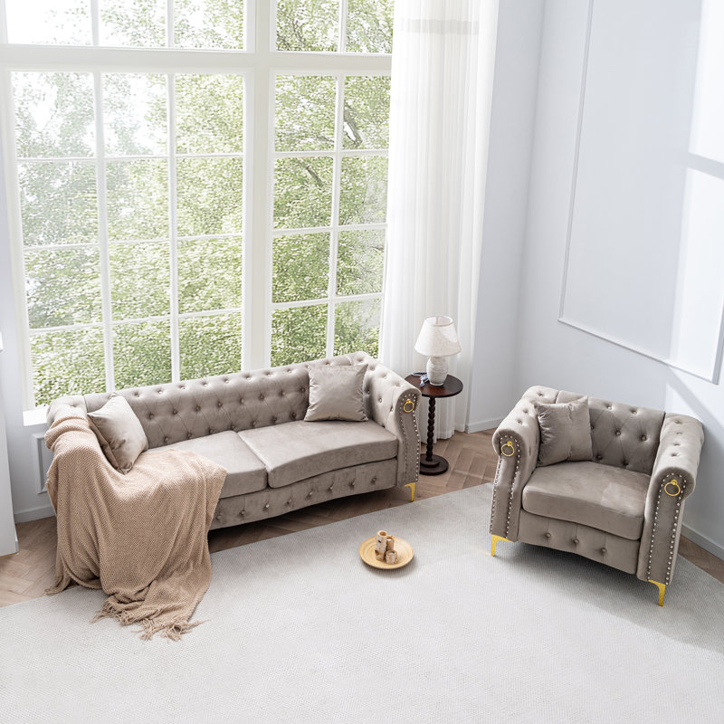 Ensemble de canapé en velours 2 pièces, Beige