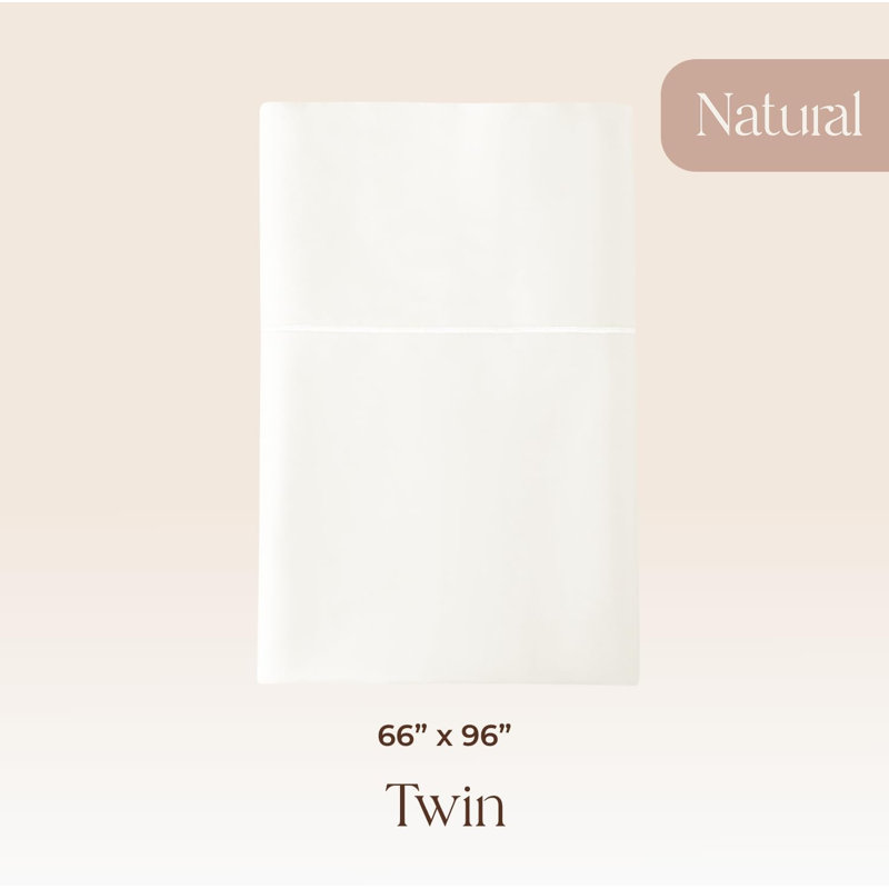 Certified Organic Twin Flat Sheet Only - 100% Organic Cotton Sheets With Luxurious Soft And Breathable 500 Thread Count Sateen Weave Finish - Gots & Fairtrade Certified (Natural, Twin)