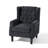 Duward Upholstered Black Blue Button Tufted Wingback Accent Chair with Rolled Arm and Thick Padded Cushion-452826156