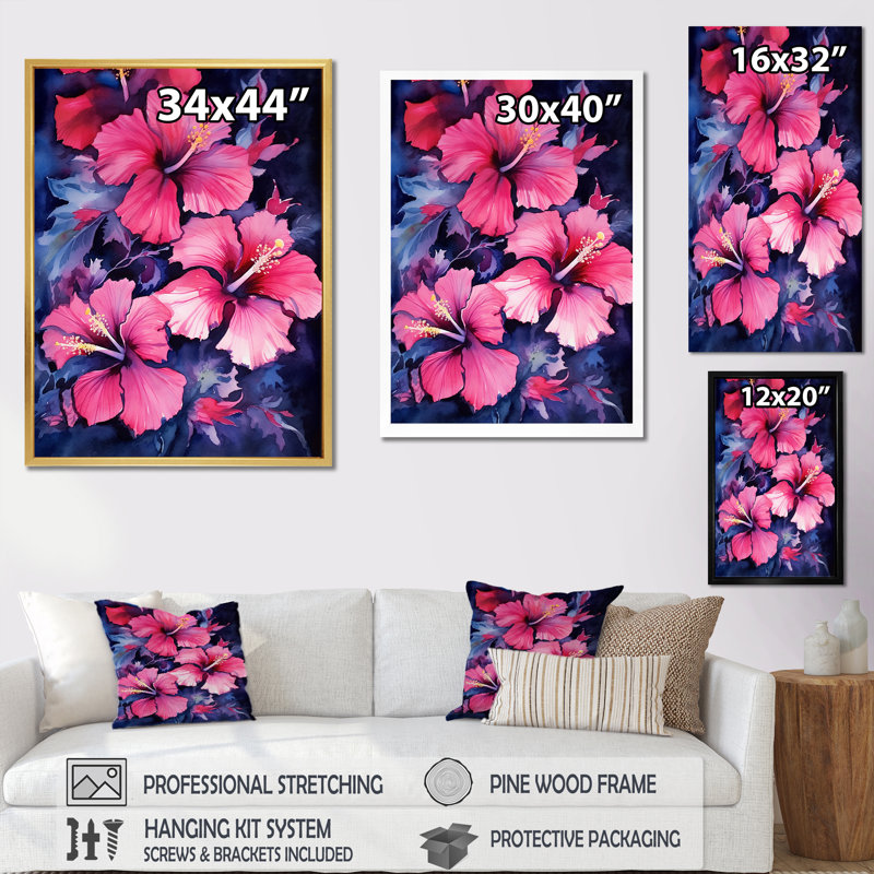 «Tropical Floral Hibiscus Beauty III», reproduction, Cadre naturel flottant, H 32 po x l 24 po x P 1 po