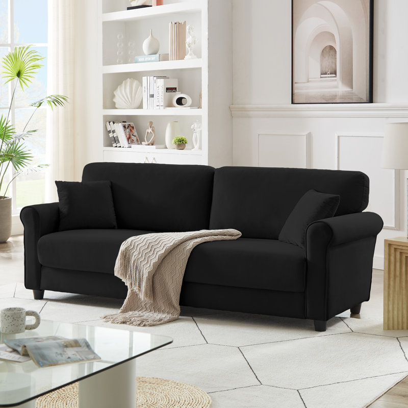 82.48'' Velvet Sofa, Black