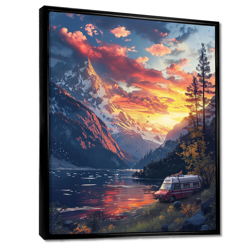 Caulkins - camping, voyage, art mural, salon, H 20 po x l 12 po x P 1 po, Cadre flottant noir