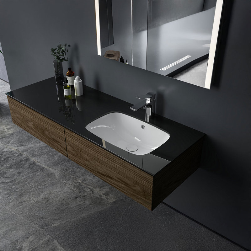 Bloom 55U Undermount Bathroom Sink in Glossy White, Glossy White
